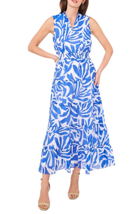 Tie Neck Sleeveless Tiered Maxi Dress