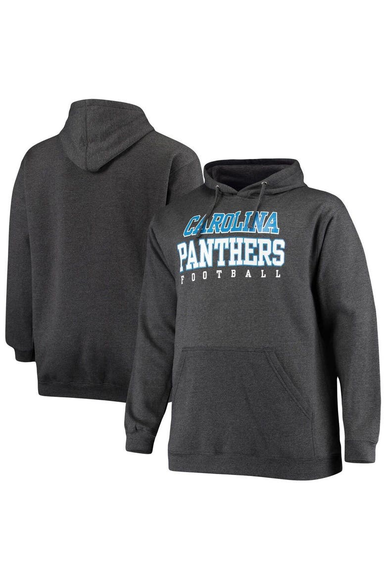Men's Fanatics Branded Heathered Charcoal Carolina Panthers Big & Tall Practice Pullover Hoodie, Alternate, color, Heather Charcoal