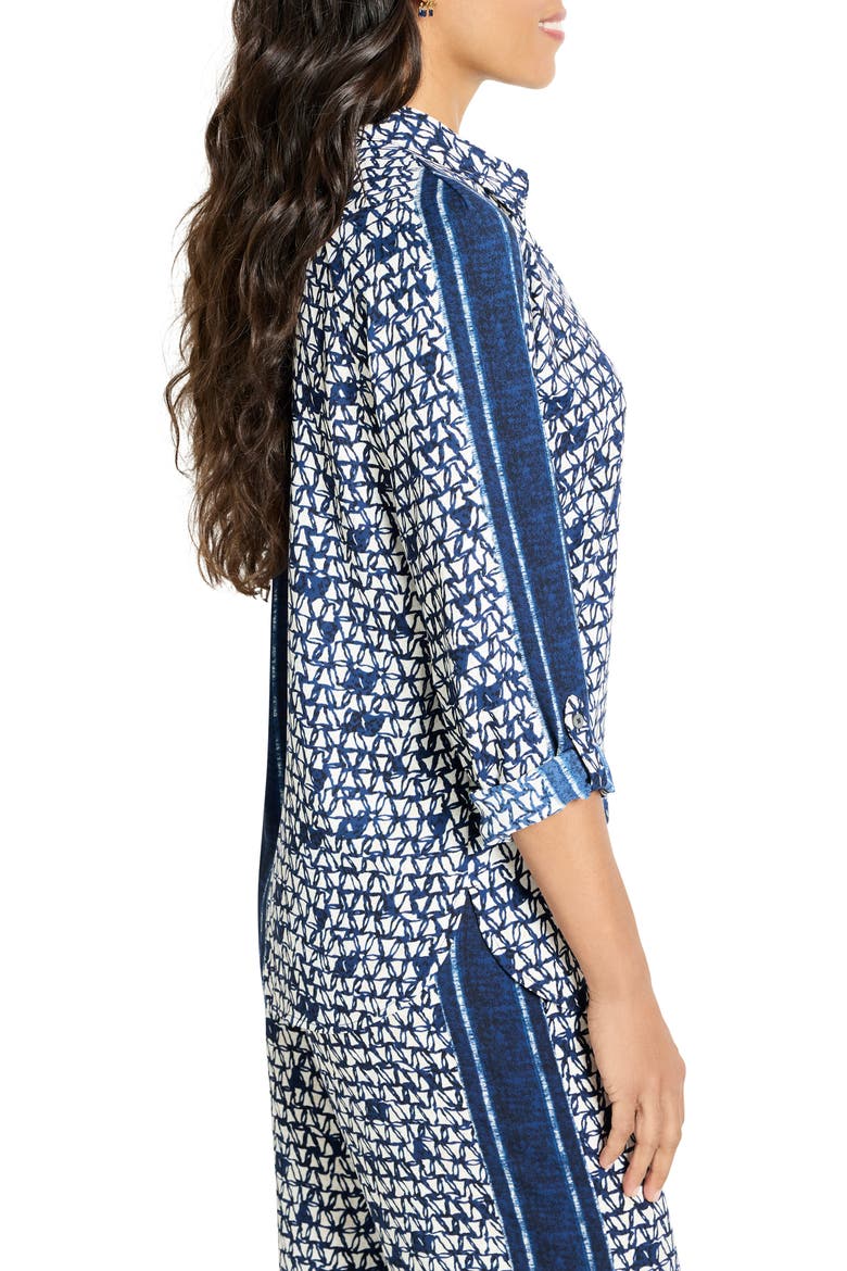 Etched Angles Button-Up Shirt, Alternate, color, INDIGO MULTI