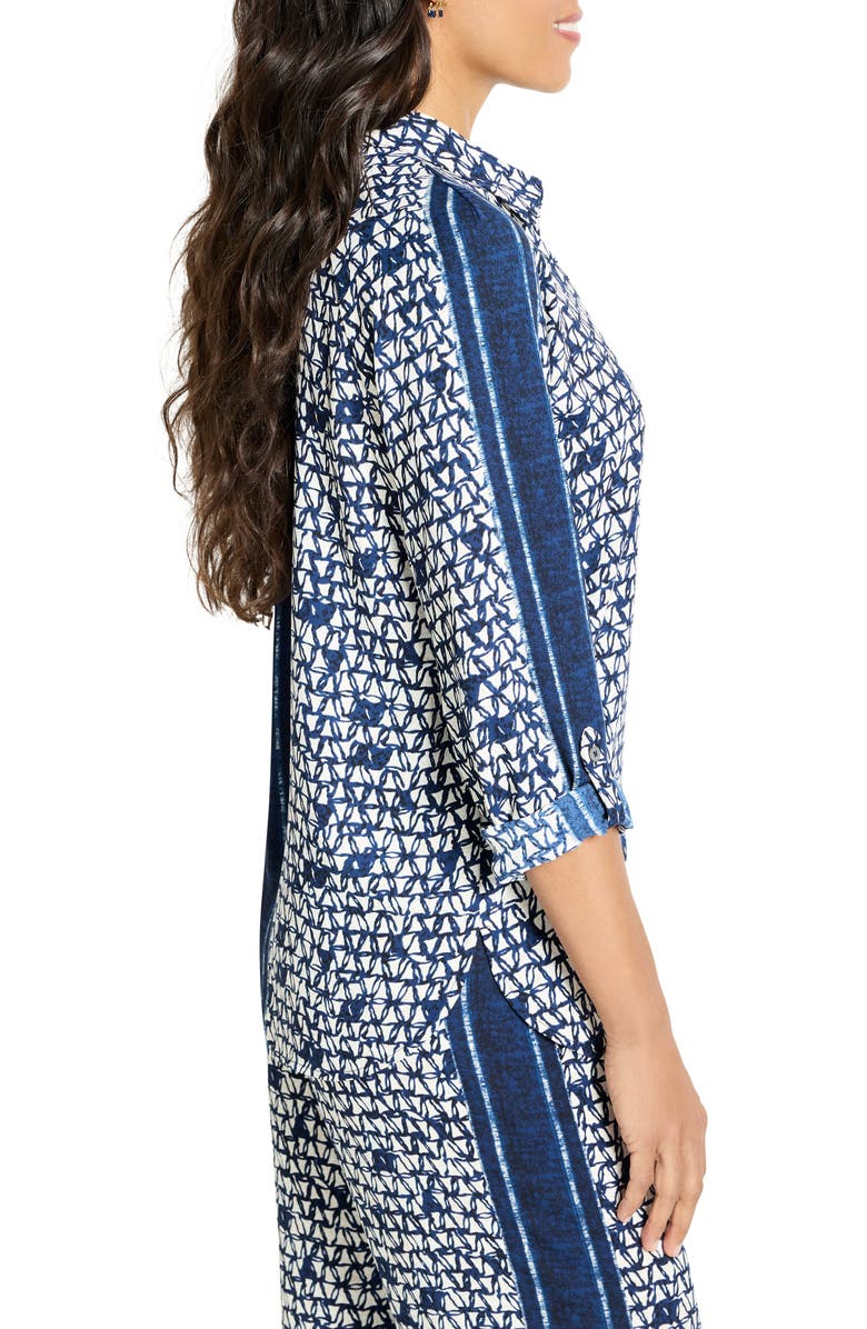 NIC+ZOE Etched Angles Button-Up Shirt, Alternate, color, Indigo Multi