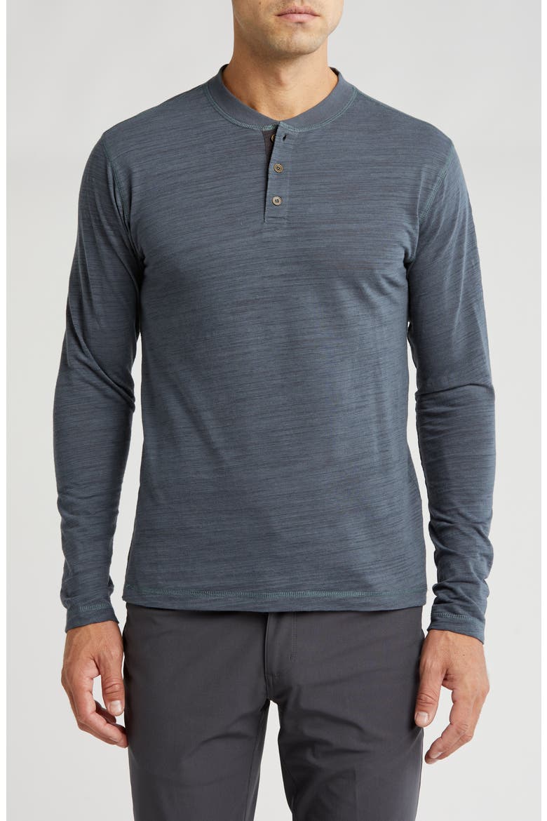 Slub Jersey Knit Long Sleeve Henley, Main, color, PETROL HEATHER