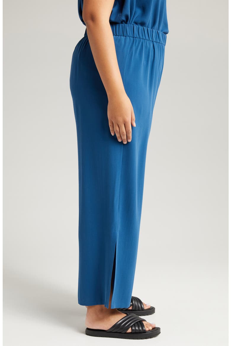 Wide Leg Slit Hem Ankle Pants, Alternate, color, ATLANTIS