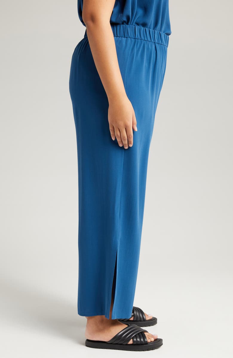 Eileen Fisher Wide Leg Slit Hem Ankle Pants, Alternate, color, Atlantis