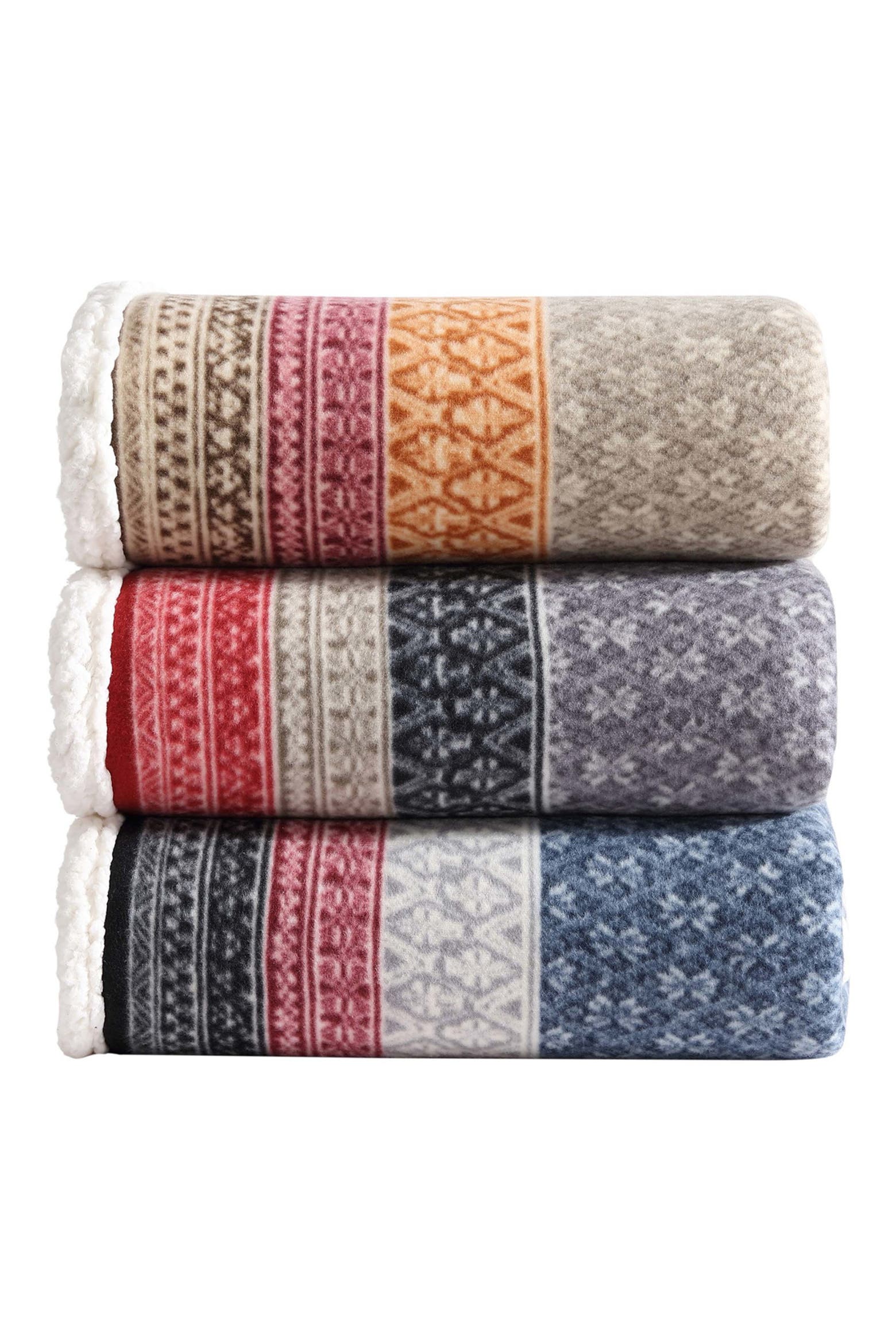 58 47 Eddie Bauer Fair Isle Faux Shearling Throw Blanket | Nordstromrack