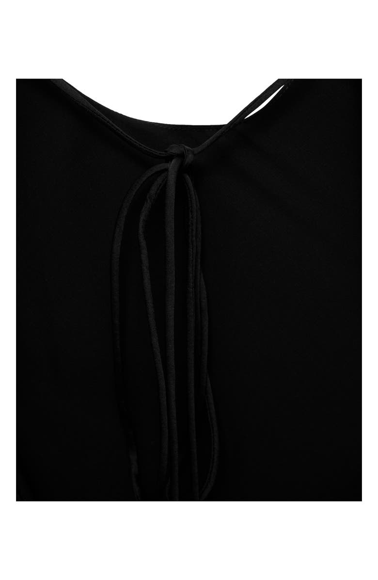 MANGO Tie Back Asymmetric Satin Top, Alternate, color, Black