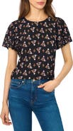 CeCe Shirred Flutter Sleeve T-Shirt