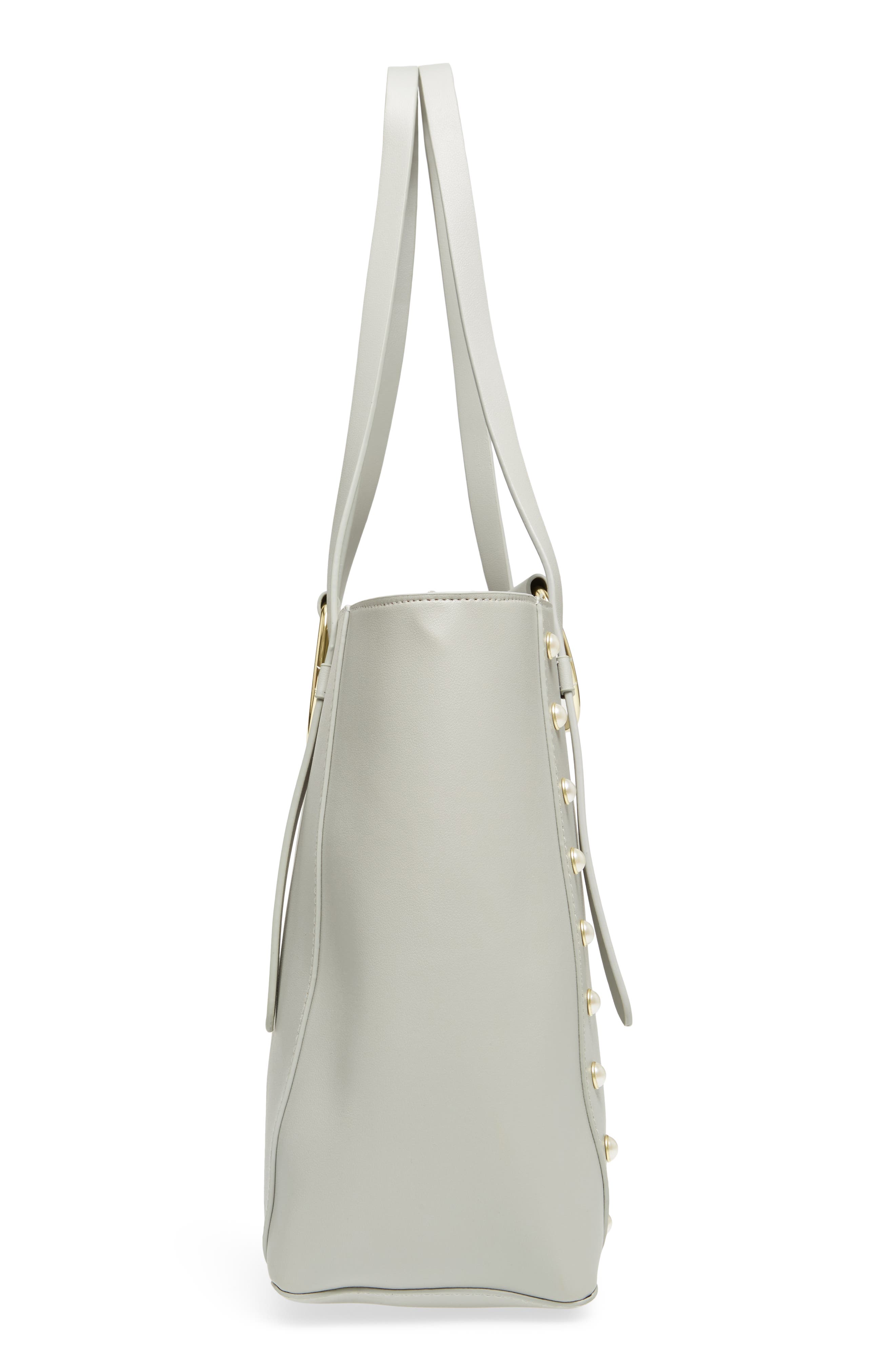 BP. Imitation Pearl Embellished Faux Leather Ring Tote, Alternate, color, 