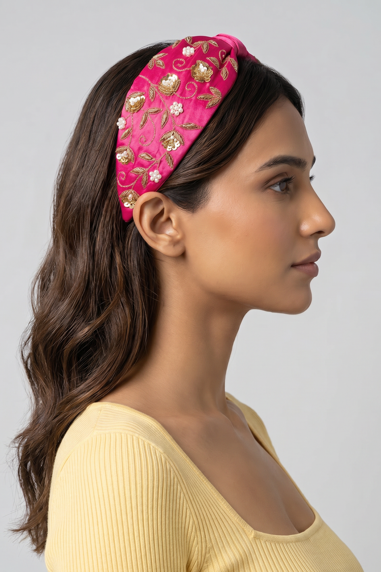Fuchsia Meadow Twist Band, Alternate, color, Pink