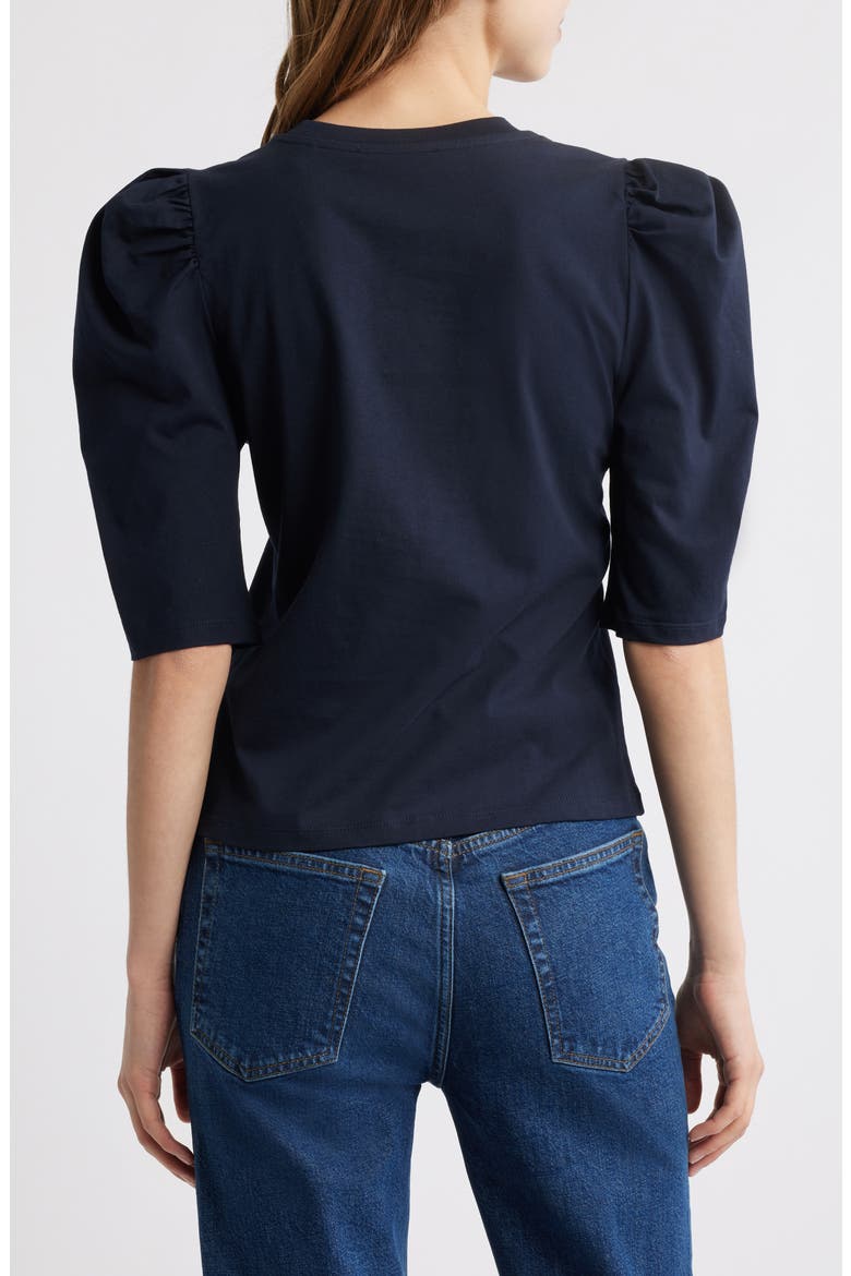 The Drape Puff Sleeve Organic Cotton Top, Alternate, color, NAVY