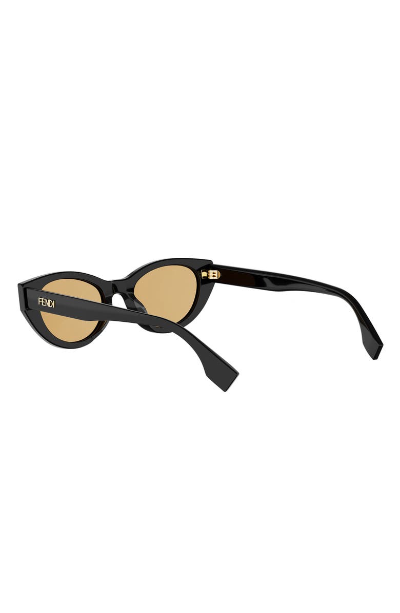 Fendi Lettering 51mm Cat Eye Sunglasses, Alternate, color, Shiny Black / Roviex