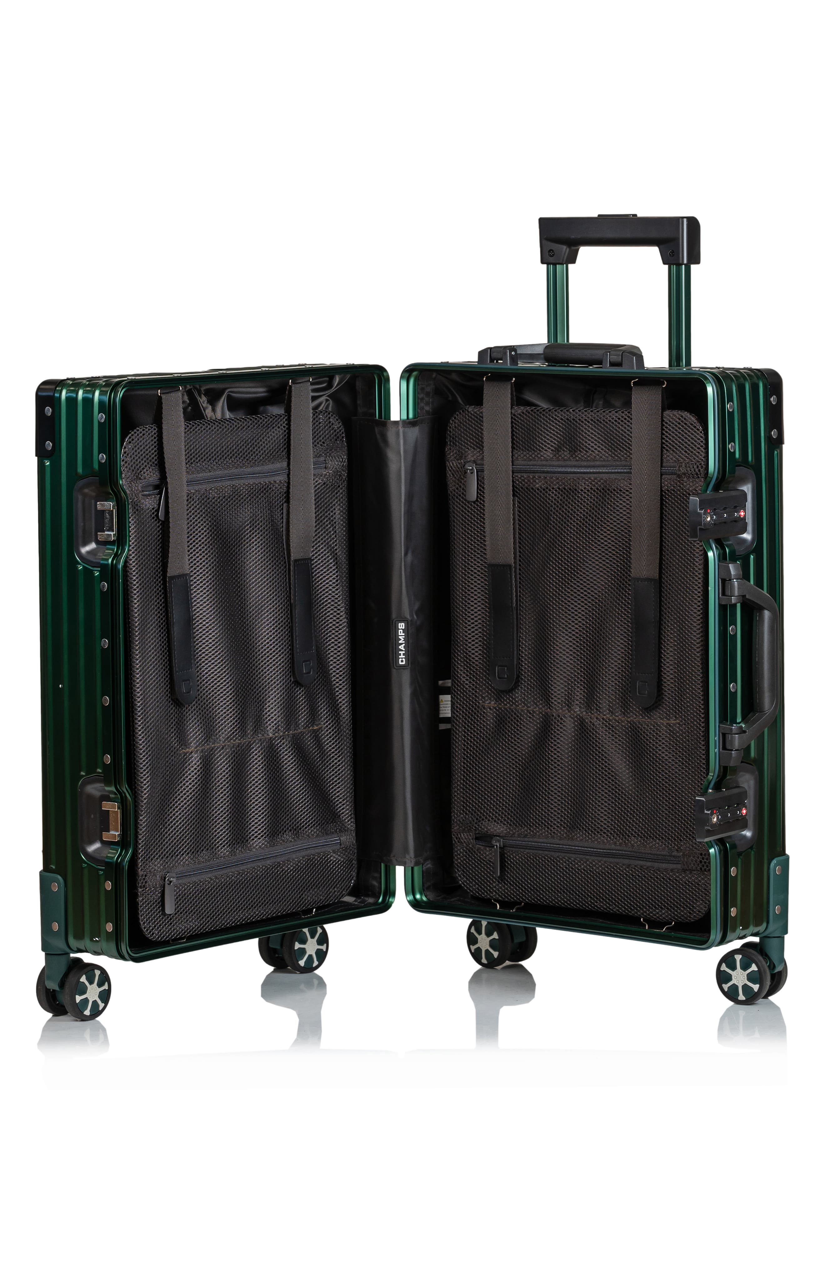 CHAMPS Aluminum Hardside Spinner Suitcase Carry-On, Alternate, color, Green