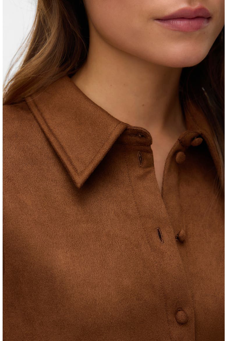 Kreta Faux Suede Button-Up Shirt, Alternate, color, EMPERADOR
