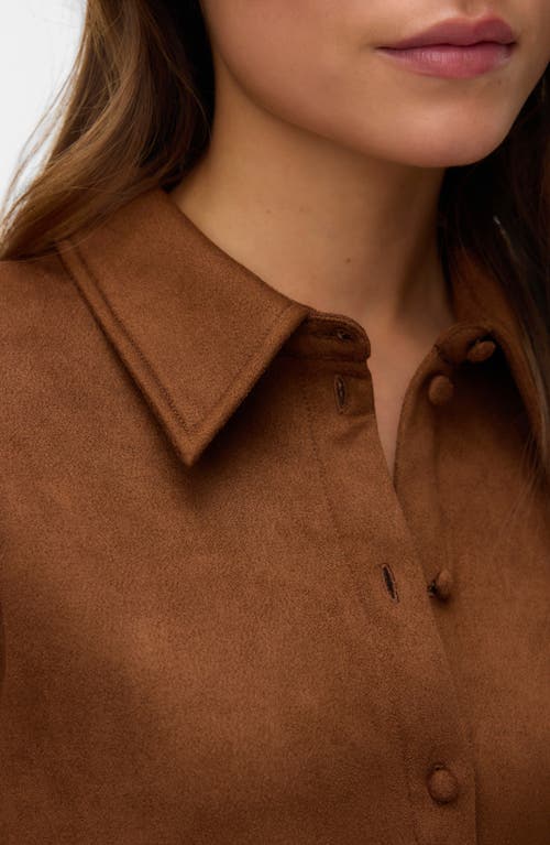 Vero Moda Kreta Faux Suede Button-up Shirt In Brown
