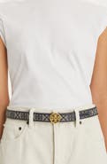 Tory Burch Miller T Monogram Jacquard & Leather Belt
