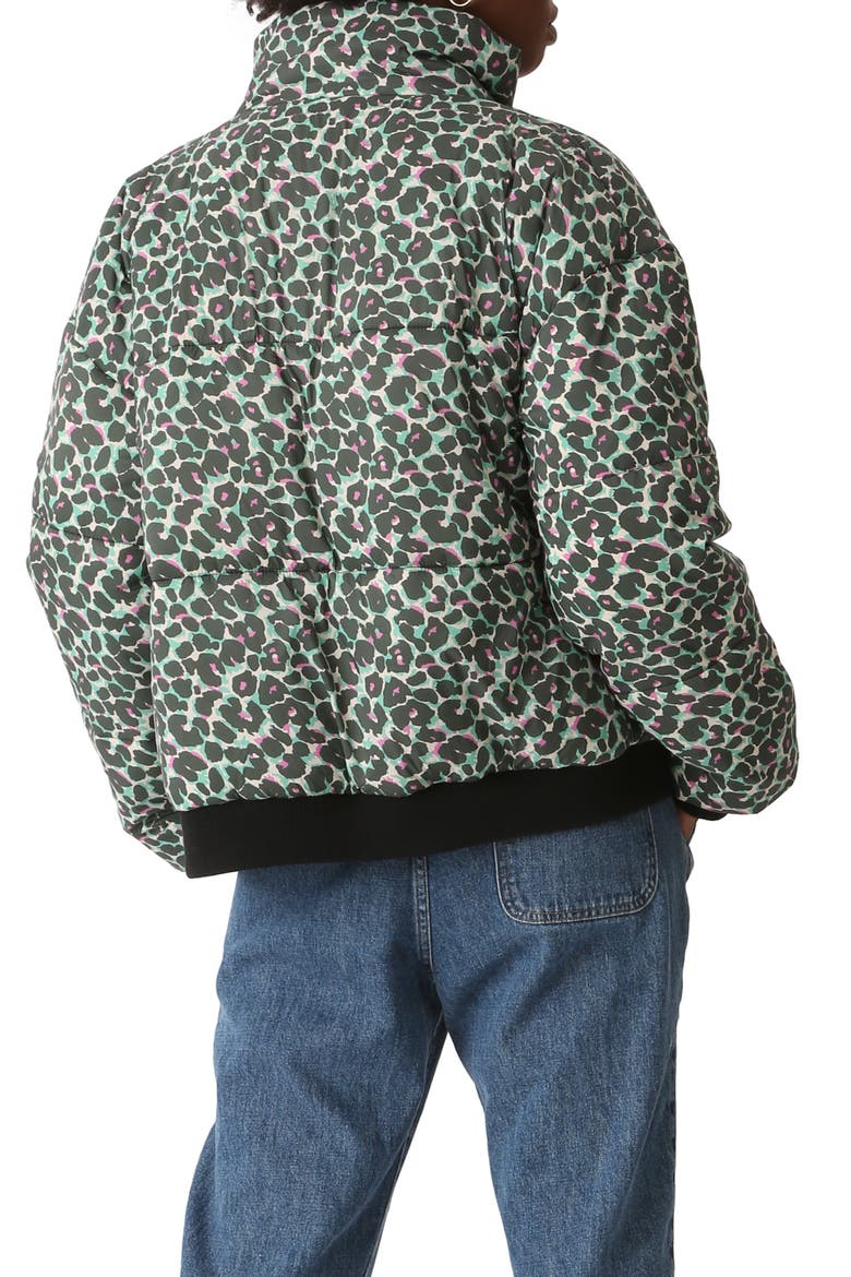 Electric Leopard Puffer Jacket, Alternate, color, GREEN/ MULTI