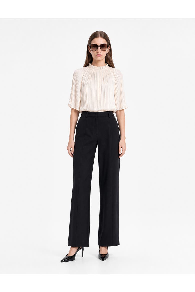 High Rise Wide Leg Tailored Trousers with Pockets, Main, color, BLACK