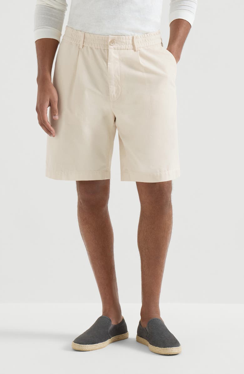 Brunello Cucinelli Gabardine pull-up Bermuda shorts, Main, color, Panama