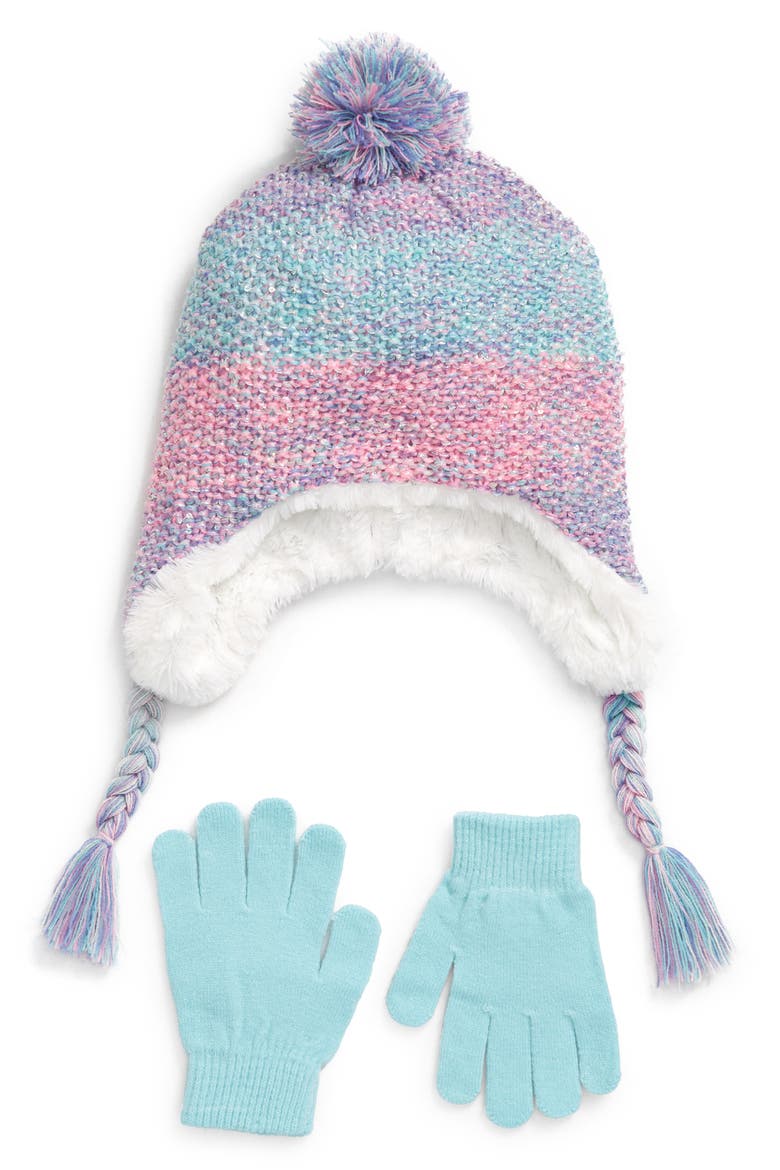 Kids' Space Dye Beanie & Gloves Set, Main, color, BLUE COMBO