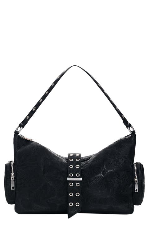 Embossed Faux Leather Handbag
