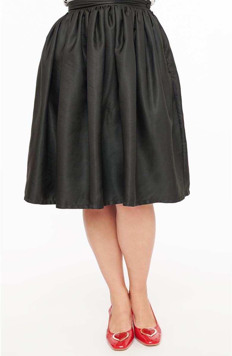 Unique Vintage Printed Woven Gellar Swing Skirt, Main, color, Black