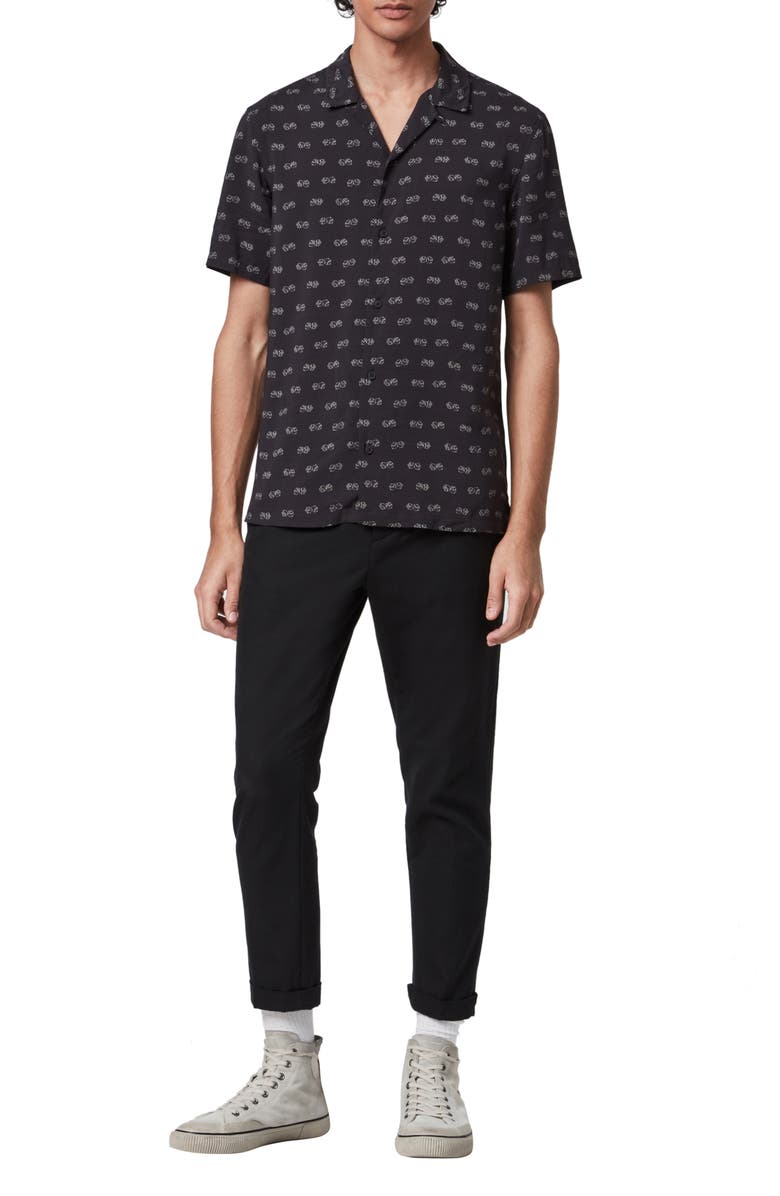 AllSaints Snakeyes Slim Fit Short Sleeve Button-Up Camp Shirt, Alternate, color, 