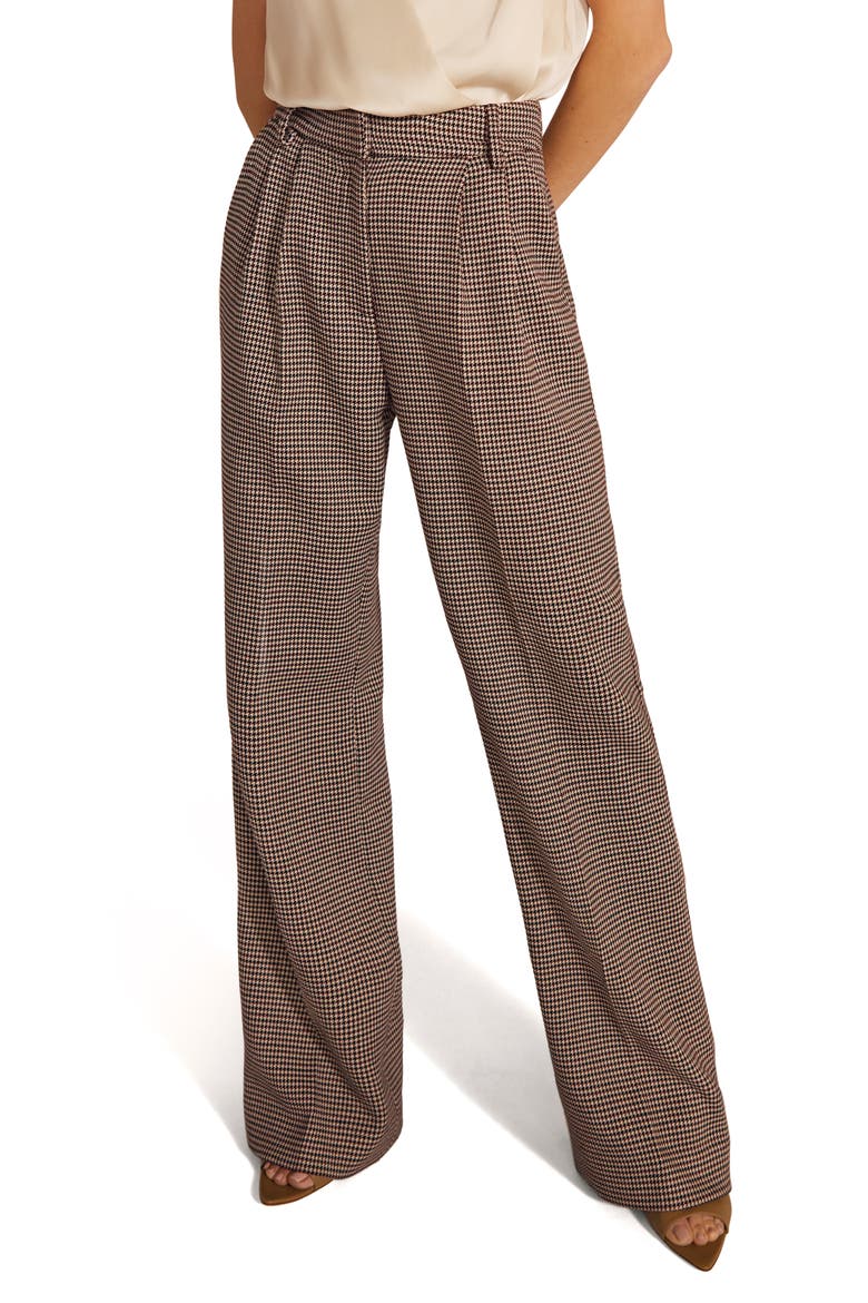Favorite Houndstooth Wide Leg Pants, Main, color, CHOCOLATE HOUNDSTO
