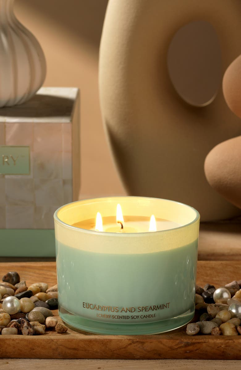 Lovery Eucalyptus & Spearmint Home Candle Gift Set with Wax Trimmer, Alternate, color, 