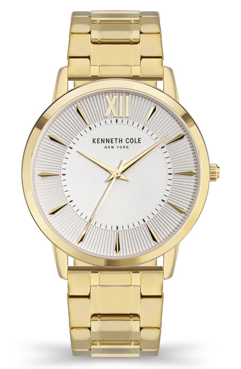 Kenneth Cole New York 3-Hand Bracelet Watch, 44mm, Main, color, Gold