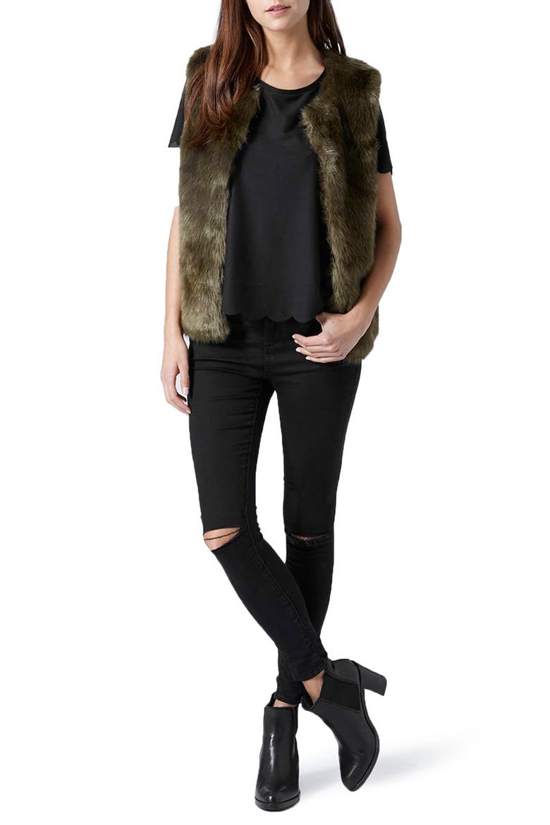 Scallop Hem Tee, Alternate, color, BLACK