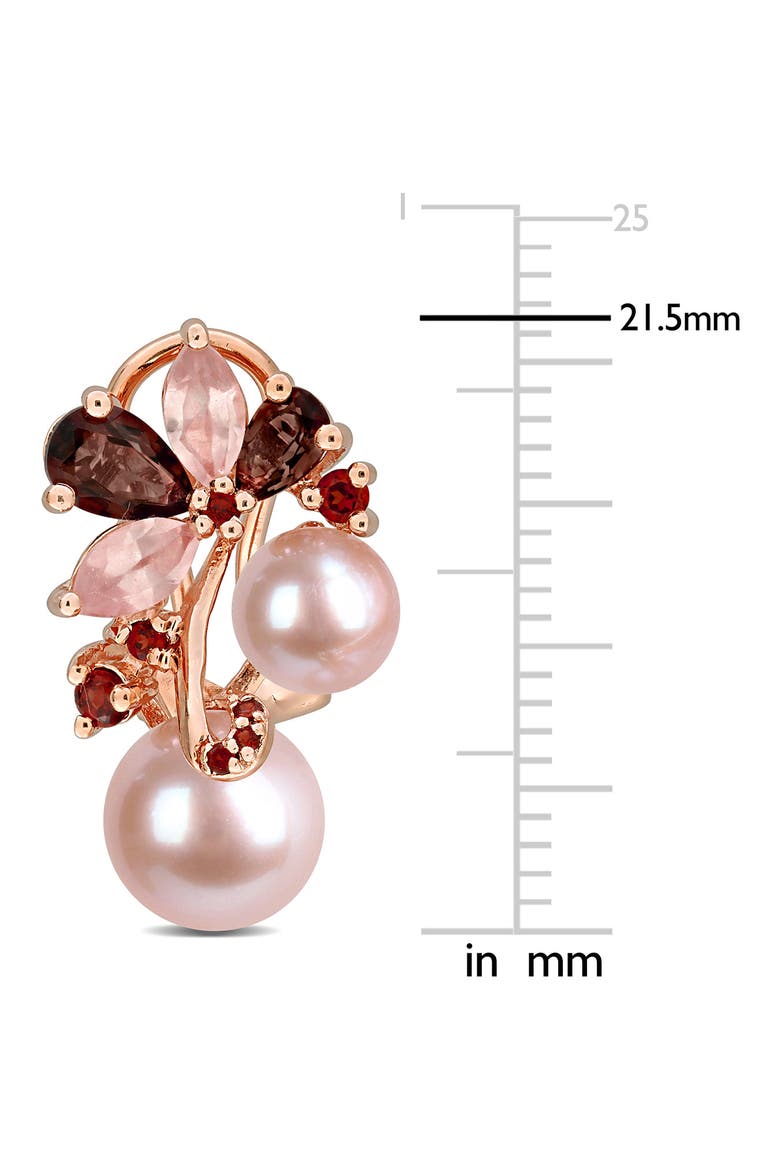 6-8.5mm Cultured Freshwater Pearl & Gemstone Cluster Earrings, Alternate, color, PINK
