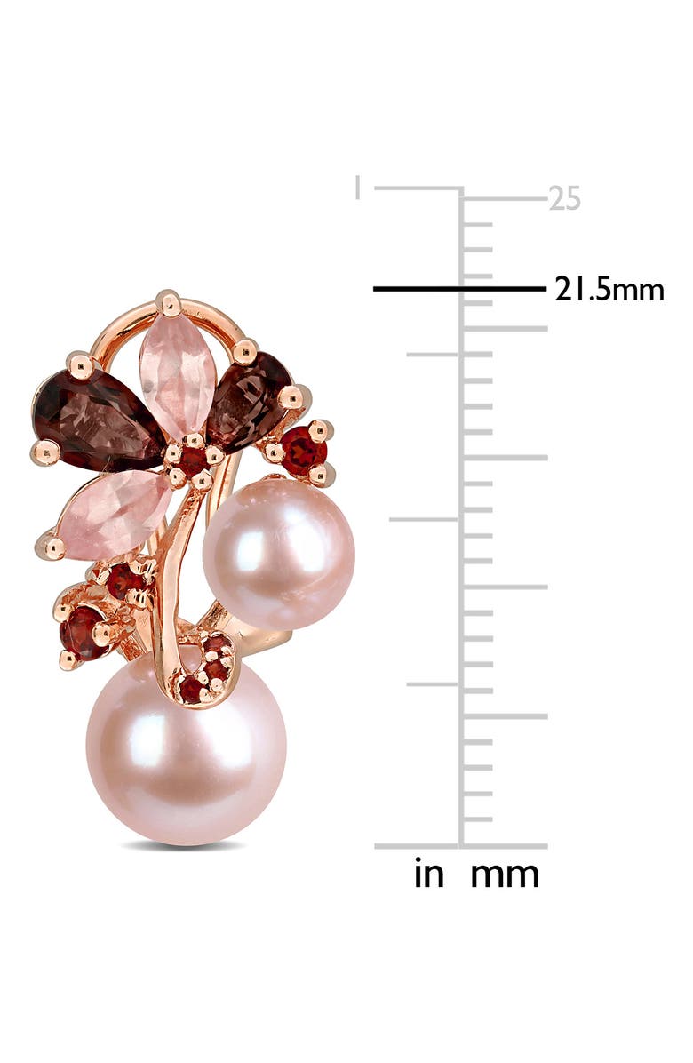 DELMAR 6-8.5mm Cultured Freshwater Pearl & Gemstone Cluster Earrings, Alternate, color,