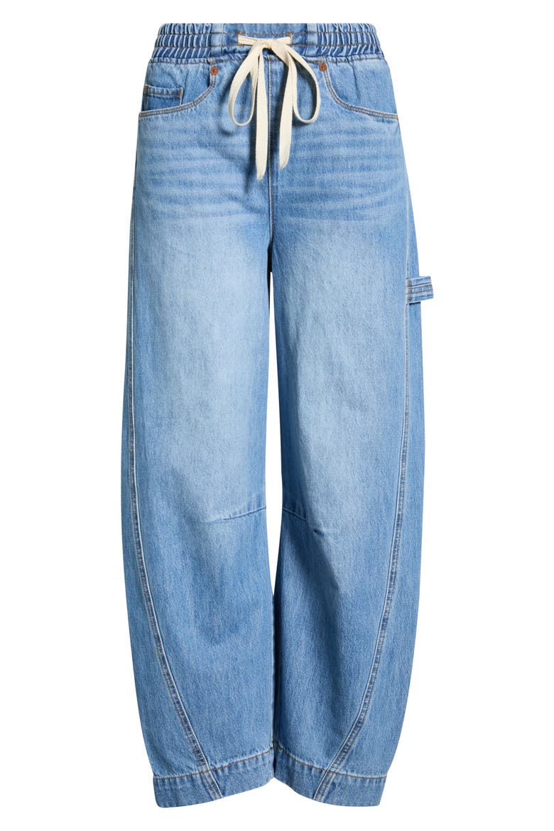 The Barrel Leg Drawstring Barrel Leg Jeans, Alternate, color, EASY GOER