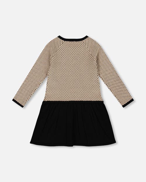 Deux Par Deux Long Sleeve Knit Sweater Dress In Black