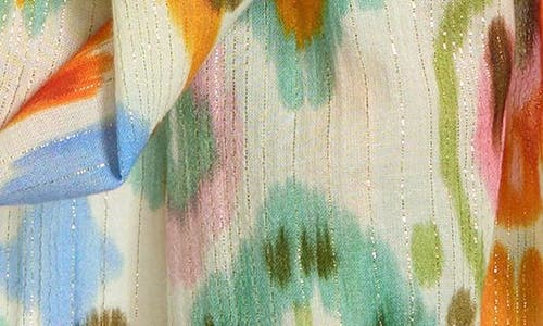 Echo Metallic Ikat Floral Scarf In Cream