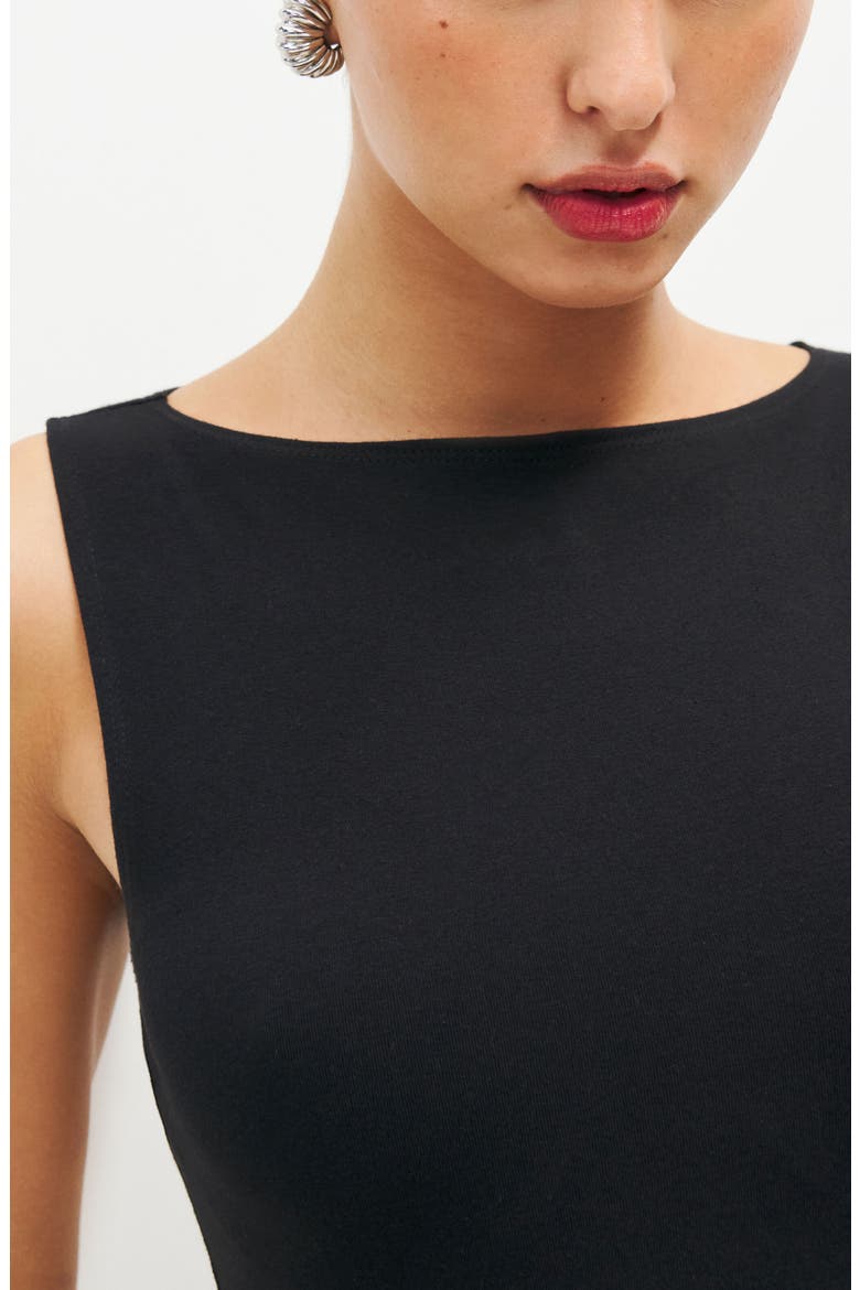 Nataly Sleeveless Organic Cotton Knit Minidress, Alternate, color, BLACK