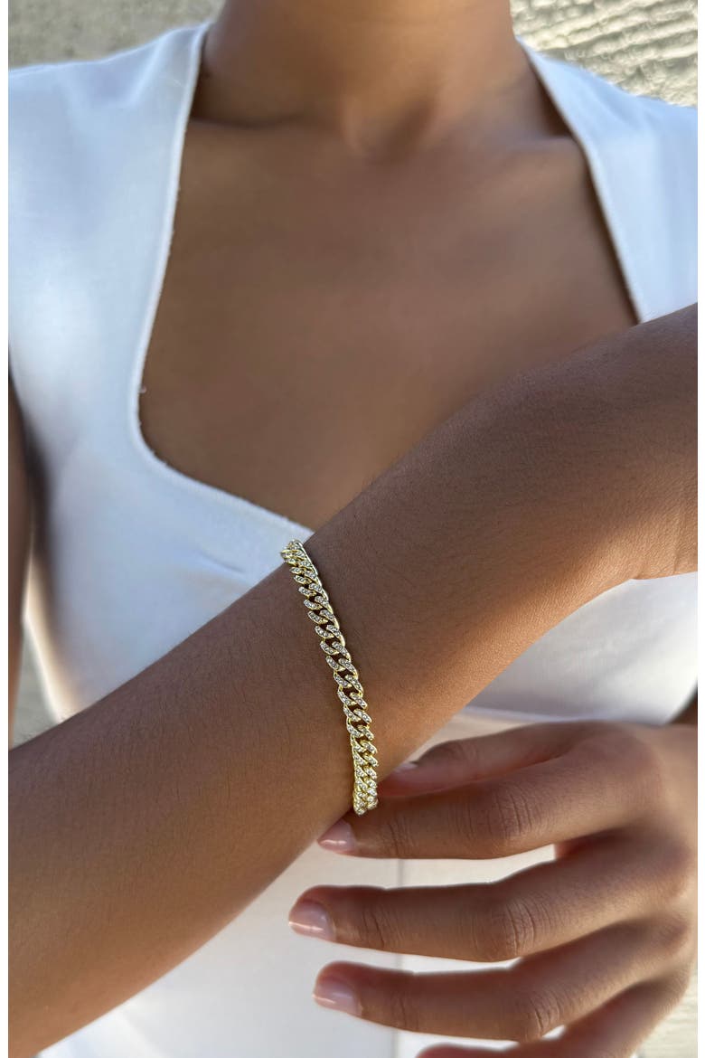 Crystal Curb Chain Bracelet, Alternate, color, GOLD