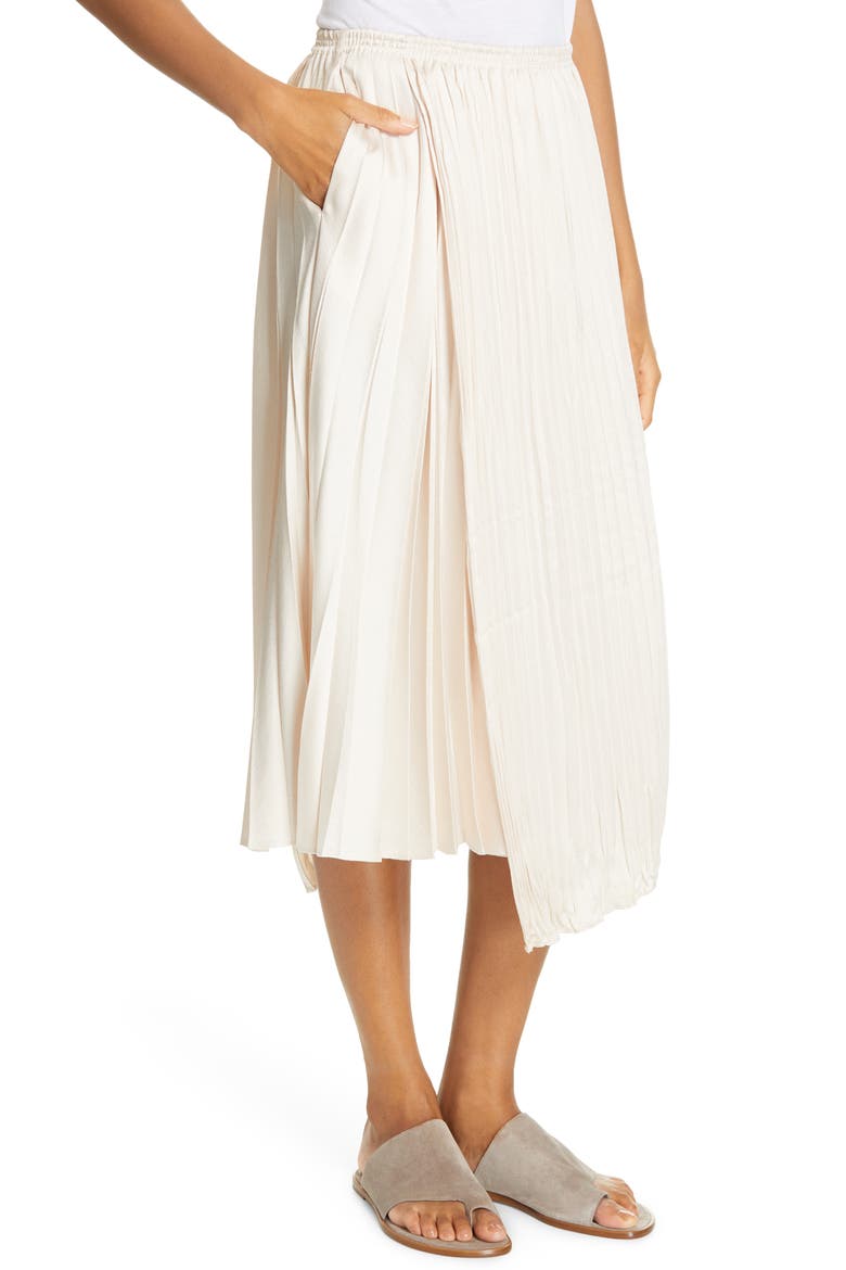 Mixed Pleat Wrap Midi Skirt, Alternate, color, PALE ALDER
