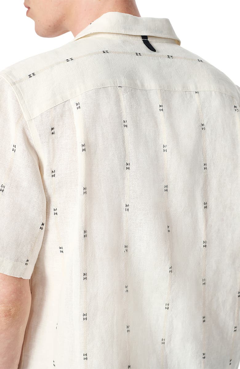 rag & bone Avery Embroidered Cotton & Linen Linen Camp Shirt, Alternate, color, White