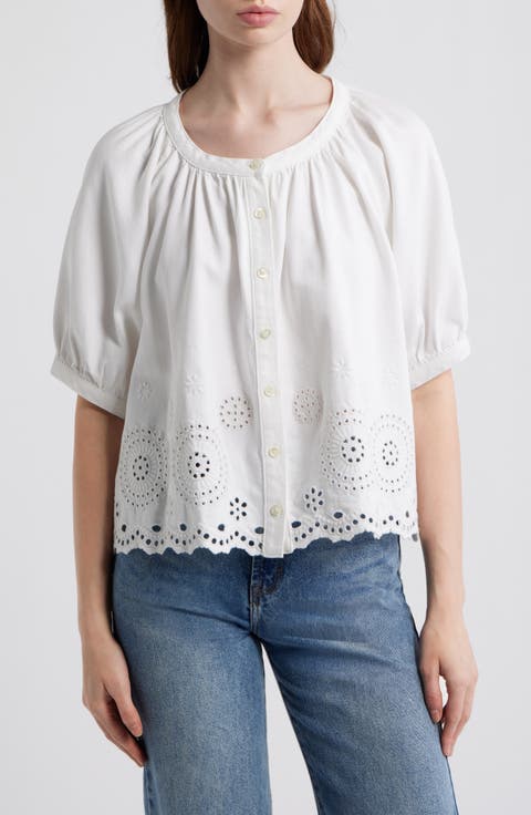 The Eyelet Short Sleeve Woven Shirt