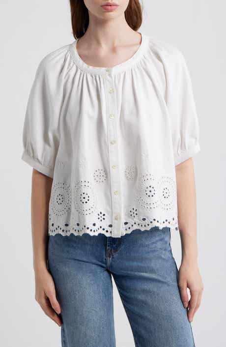 The Eyelet Short Sleeve Woven Shirt