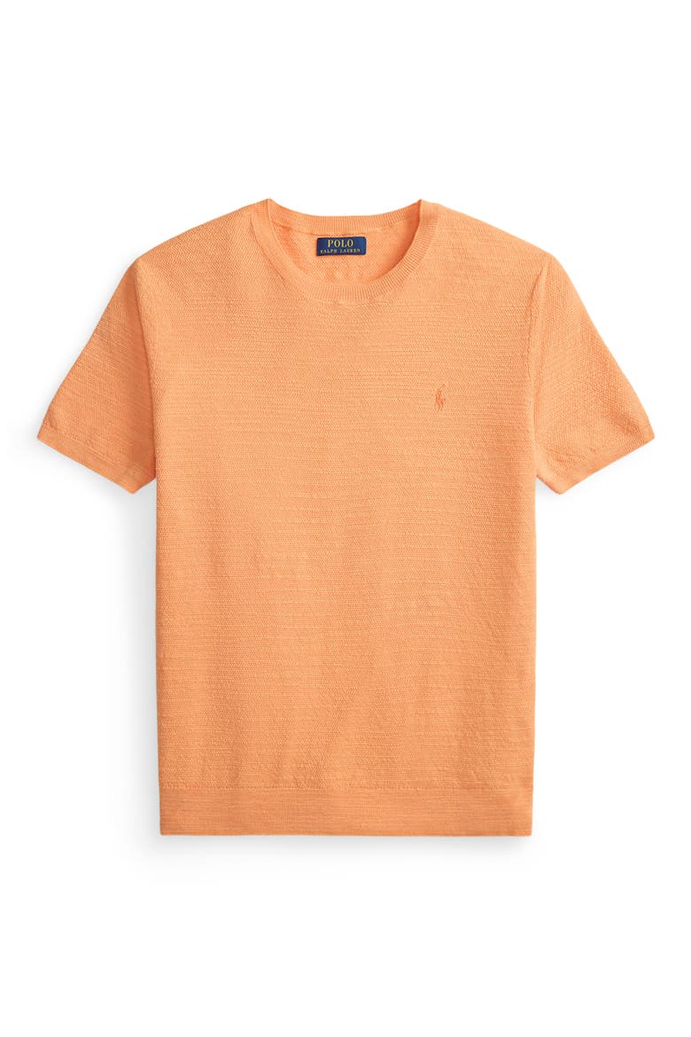 Textured Seed Stitch Cotton & Linen Sweater, Alternate, color, POPPY