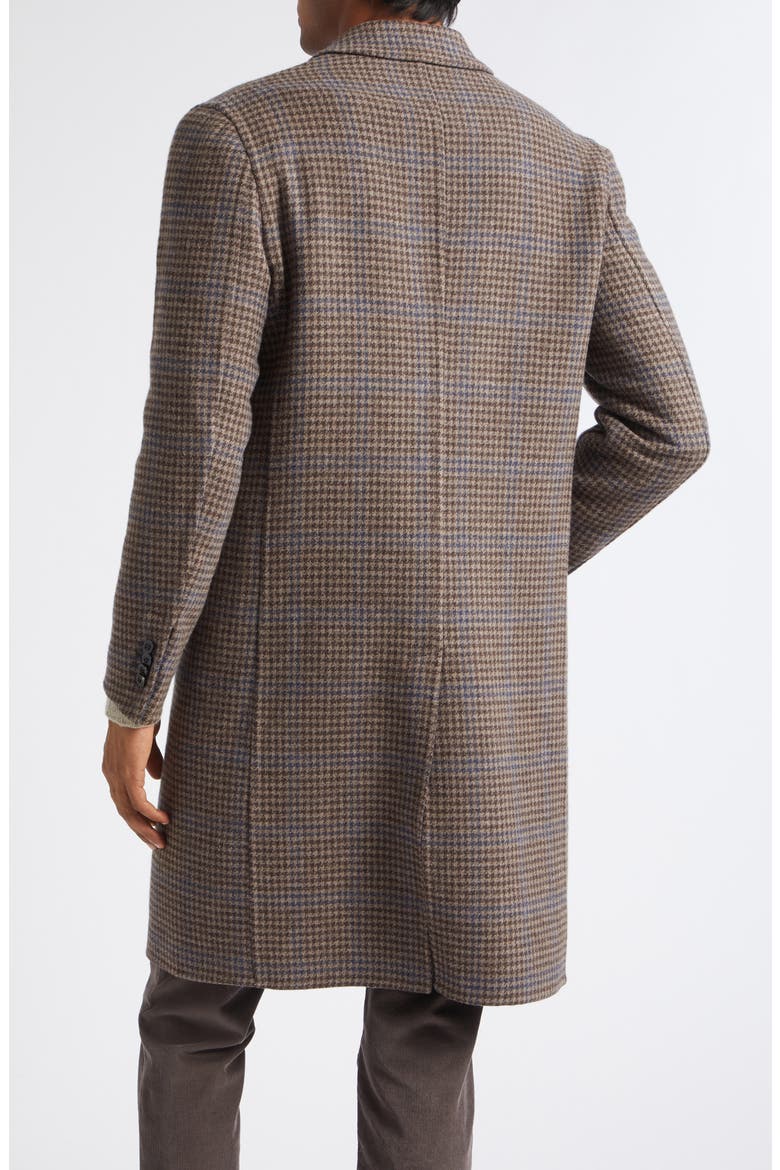 Houndstooth Check Wool, Cashmere & Silk Double Cloth Long Coat, Alternate, color, BROWN