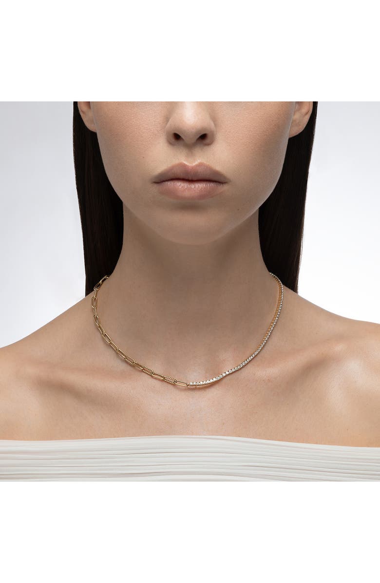 Mark Henry Half & Half Diamond & Chunky Link Necklace, Alternate, color, Diamond