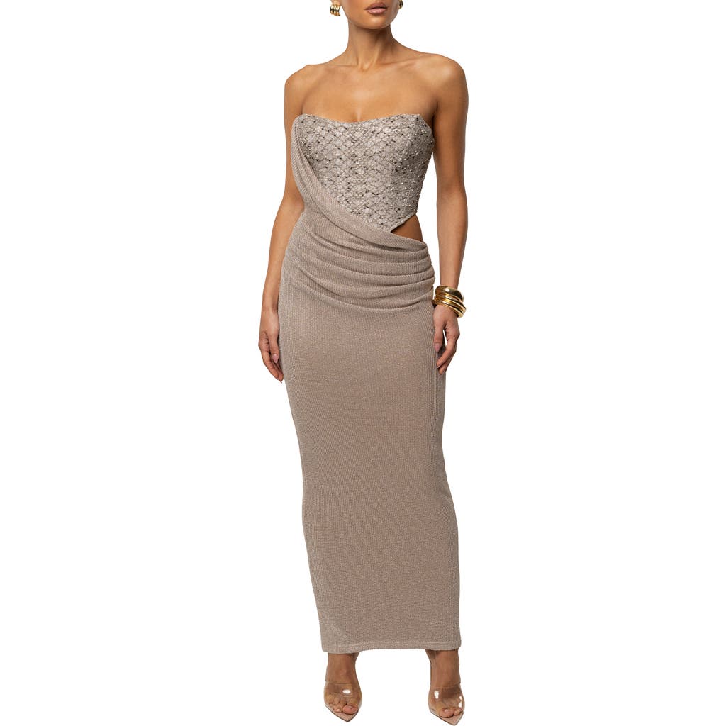 Jluxlabel Stellar Sequin Strapless Maxi Dress In Gray
