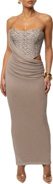 JLUXLABEL Stellar Sequin Strapless Maxi Dress
