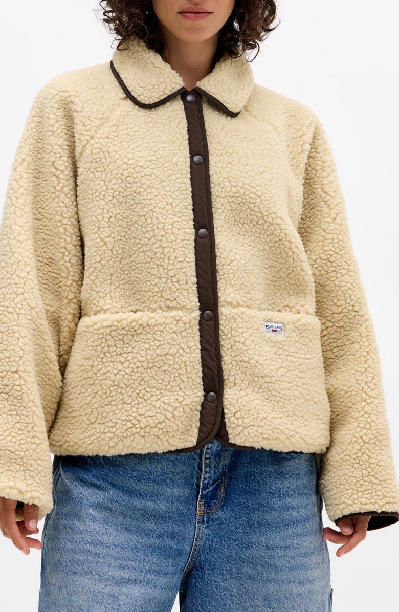 BDG Urban Outfitters Reversible Fleece & Nylon Jacket, Main, color, Cream