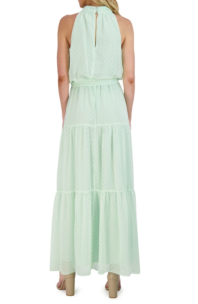 Julia Jordan Mock Neck Three Tier Maxi Dress, Alternate, color, Mint
