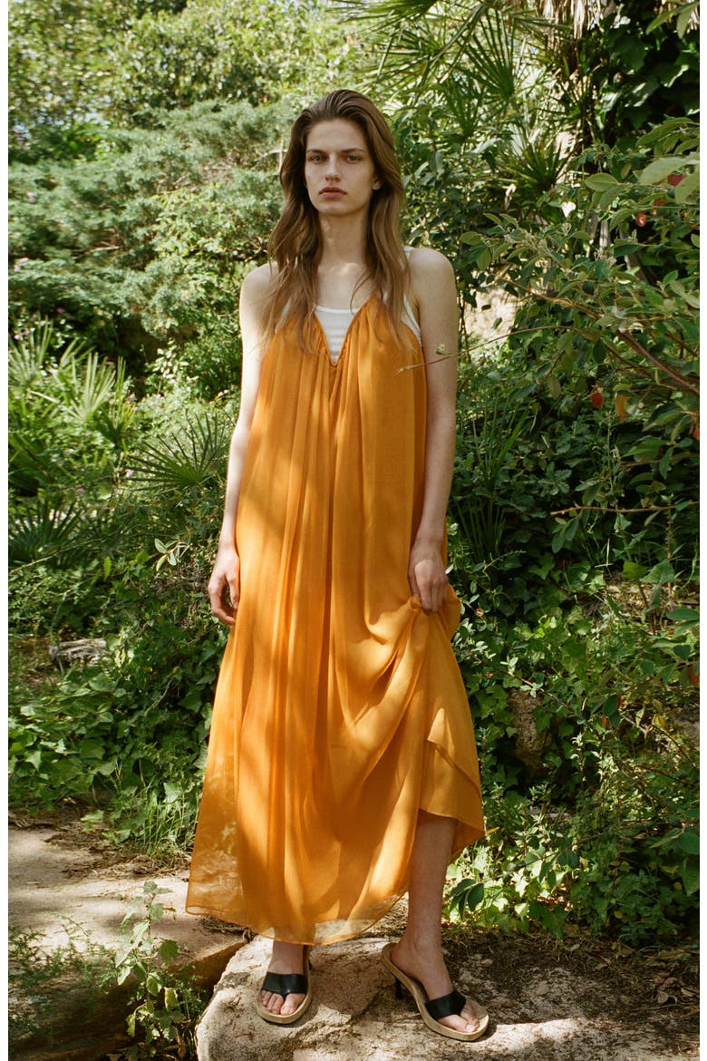 Flowy Chiffon Maxi Dress, Alternate, color, ORANGE