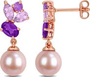 DELMAR 8-8.5mm Pink Cultured Freshwater Pearl Drop Earrings