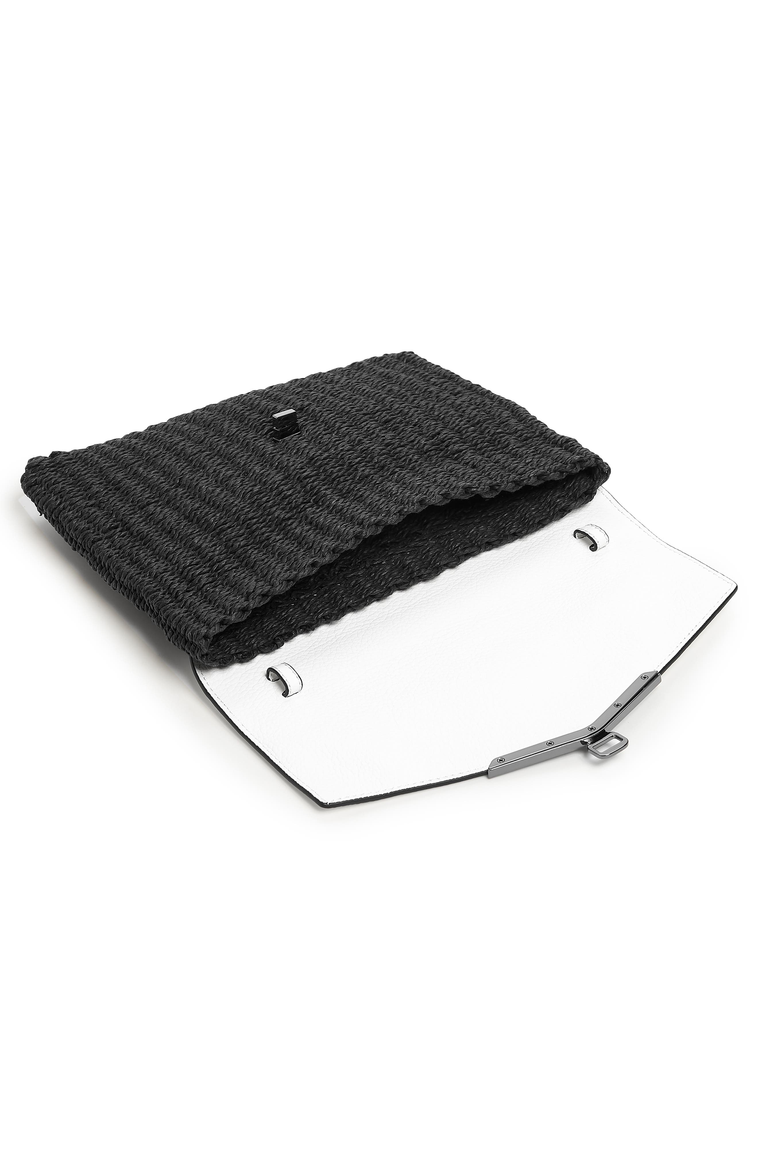 Botkier Valentina Straw & Leather Envelope Clutch, Alternate, color, 